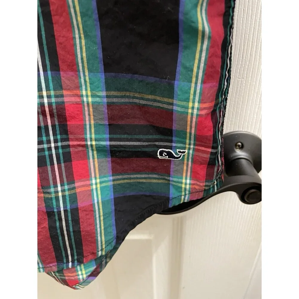 Vineyard Vines Womens Cotton Plaid Patch Shirt Sz 00 Color Block - Picture 4 of 11